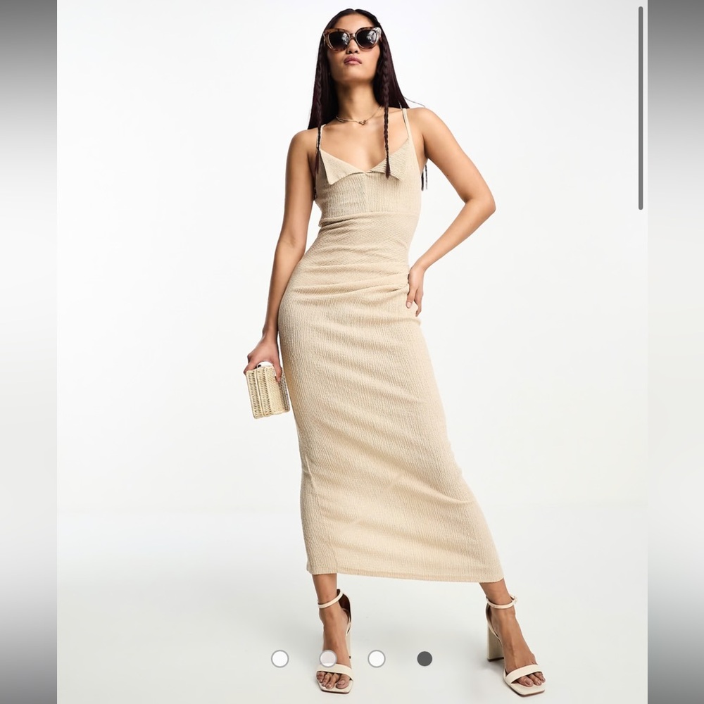 NWT ASOS Design Textured Midi Dress in Stone- size 4
